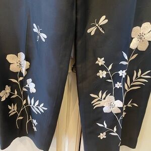 Depeche Mode YVES Cossette Silk Pants Size 10 Lined Side Zip Embroidered
